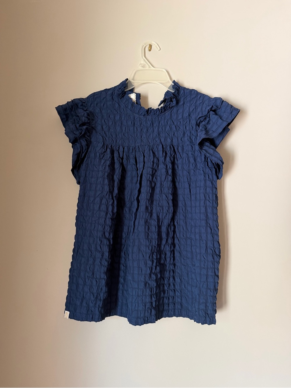 Simply Southern Navy Textured Ruffle Sleeve Tunic
